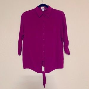 Tie-Front Mid Sleeve Shirt